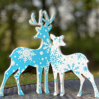 holiday deer duo blue snowflake side
