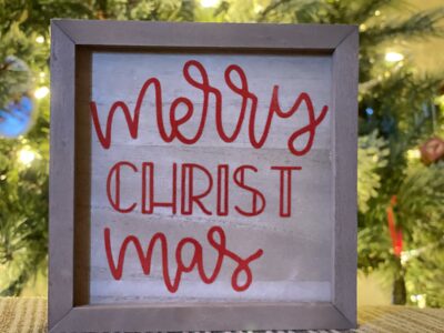 back side of Claus Express box frame Merry Christmas